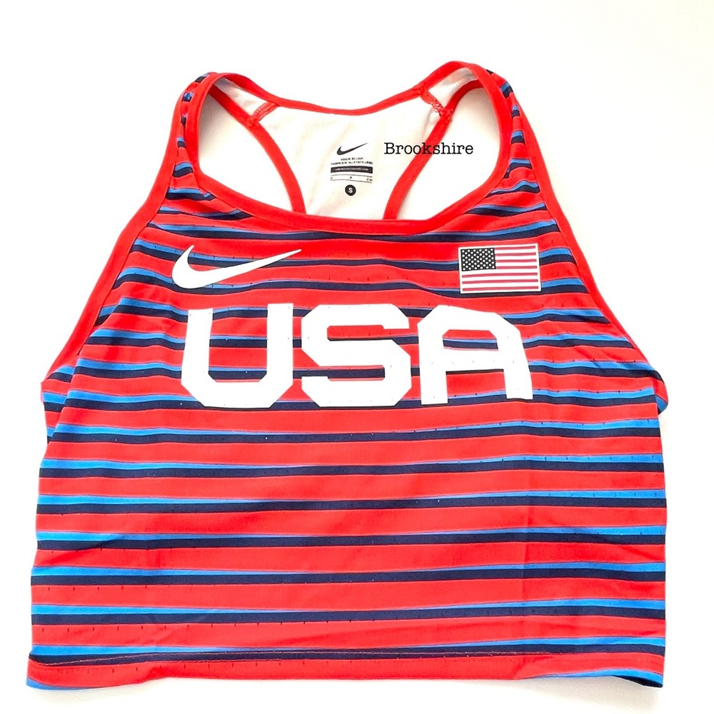 Nike Womens 2023 Pro Elite USA Running Top Red White Size Small DD7967-602